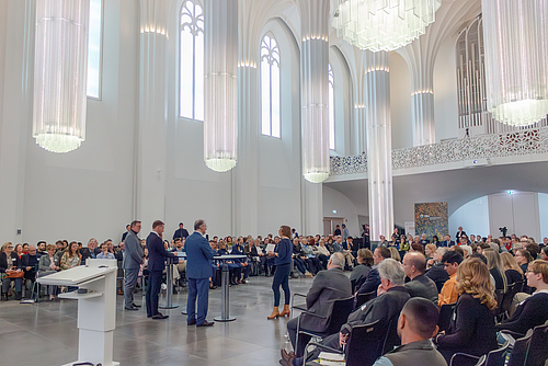 More than 300 guests celebrated the 10th anniversary of iDiv in the Paulinum of Leipzig University (Picture: Stefan Bernhardt, iDiv)