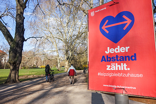 Safety signs in Leipzig City Park in March (Picture: Gabriele Rada)