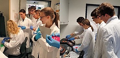 Students of the Louise-Otto-Peters-school working in the lab