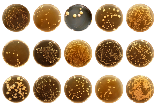 Bacteria isolated from human belly buttons and cultivated on plates in the laboratory. (Photos: Rob Dunn lab)