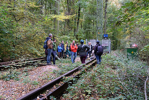 Prof Christian Wirth explained research at the Leipzig Canopy Crane platform during the excursion. Photo: Doris Wolst/UFZ
