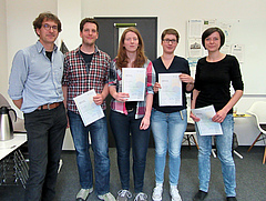 Ralf Seppelt and the new yDiv doctoral researchers Felix Gottschall, Claudia Breitkreuz, Johanna Häussler and Maria Sporbert