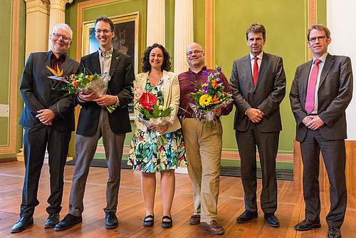 From left to right: Dietrich Nies, Stanley Harpole, Tiffany Knight, Jonathan Chase, Olaf Christen, Michael Bron. photo: André Künzelmann (UFZ)