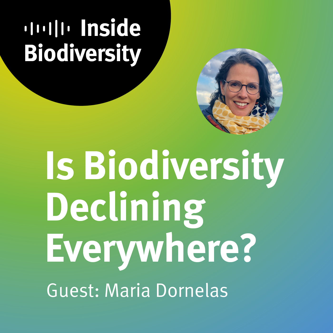 idiv-Cover of the iDiv podcast episode 1 Is Biodiversity Declining Everywhere?with guest Maria Dornelas